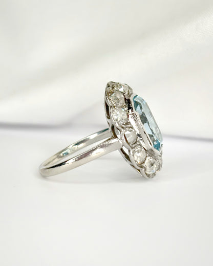 “Adéline” Sky Blue Topaz Daisy Ring, 9.33 carats &amp; 3.25-carat Diamonds
