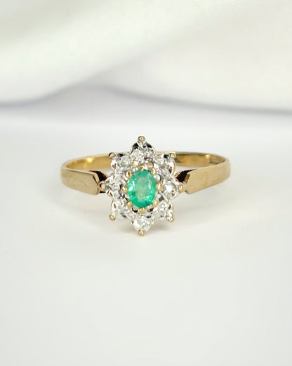 Anillo Margarita de Esmeralda y Diamantes «Pénélope»