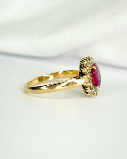 “Synthia” 1-carat Ruby &amp; 0.28-carat Diamond Daisy Ring