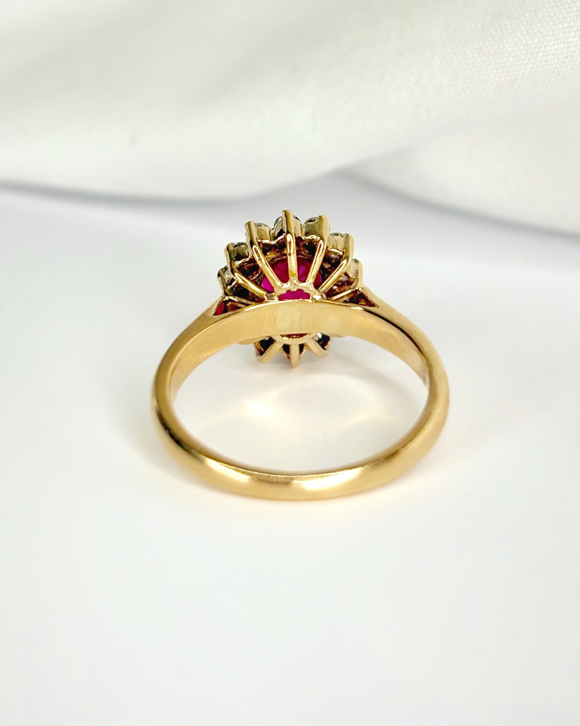 “Synthia” 1-carat Ruby &amp; 0.28-carat Diamond Daisy Ring