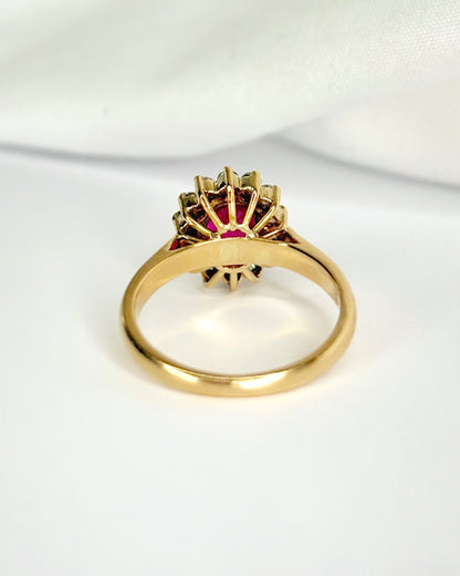 “Synthia” 1-carat Ruby &amp; 0.28-carat Diamond Daisy Ring