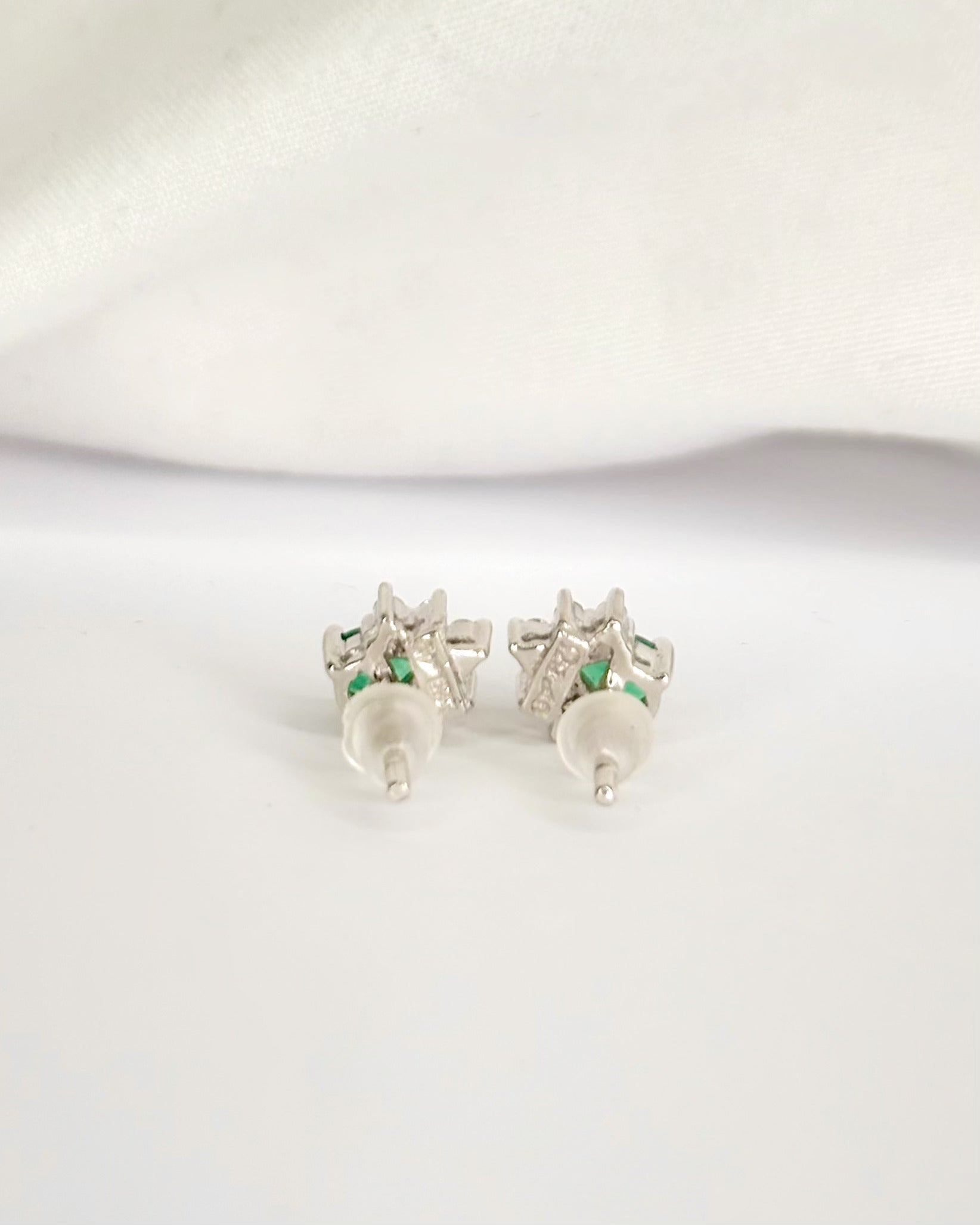 “Milia” Emerald Stud Earrings, 0.50 Carat &amp; Diamonds