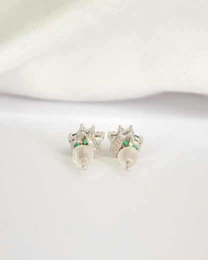 “Milia” Emerald Stud Earrings, 0.50 Carat &amp; Diamonds