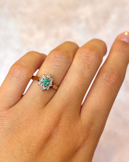 Anillo Margarita de Esmeralda y Diamantes «Pénélope»