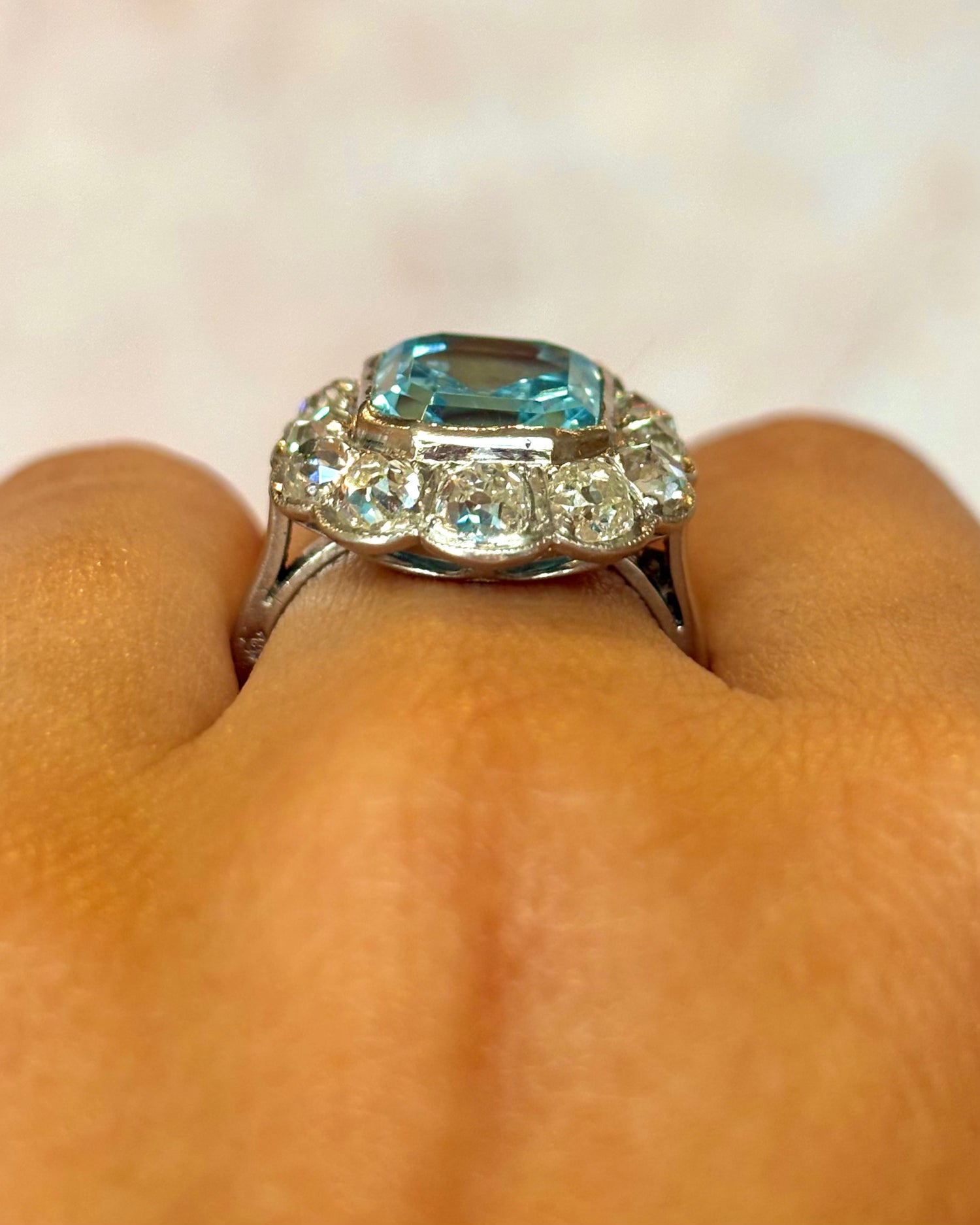 “Adéline” Sky Blue Topaz Daisy Ring, 9.33 carats &amp; 3.25-carat Diamonds