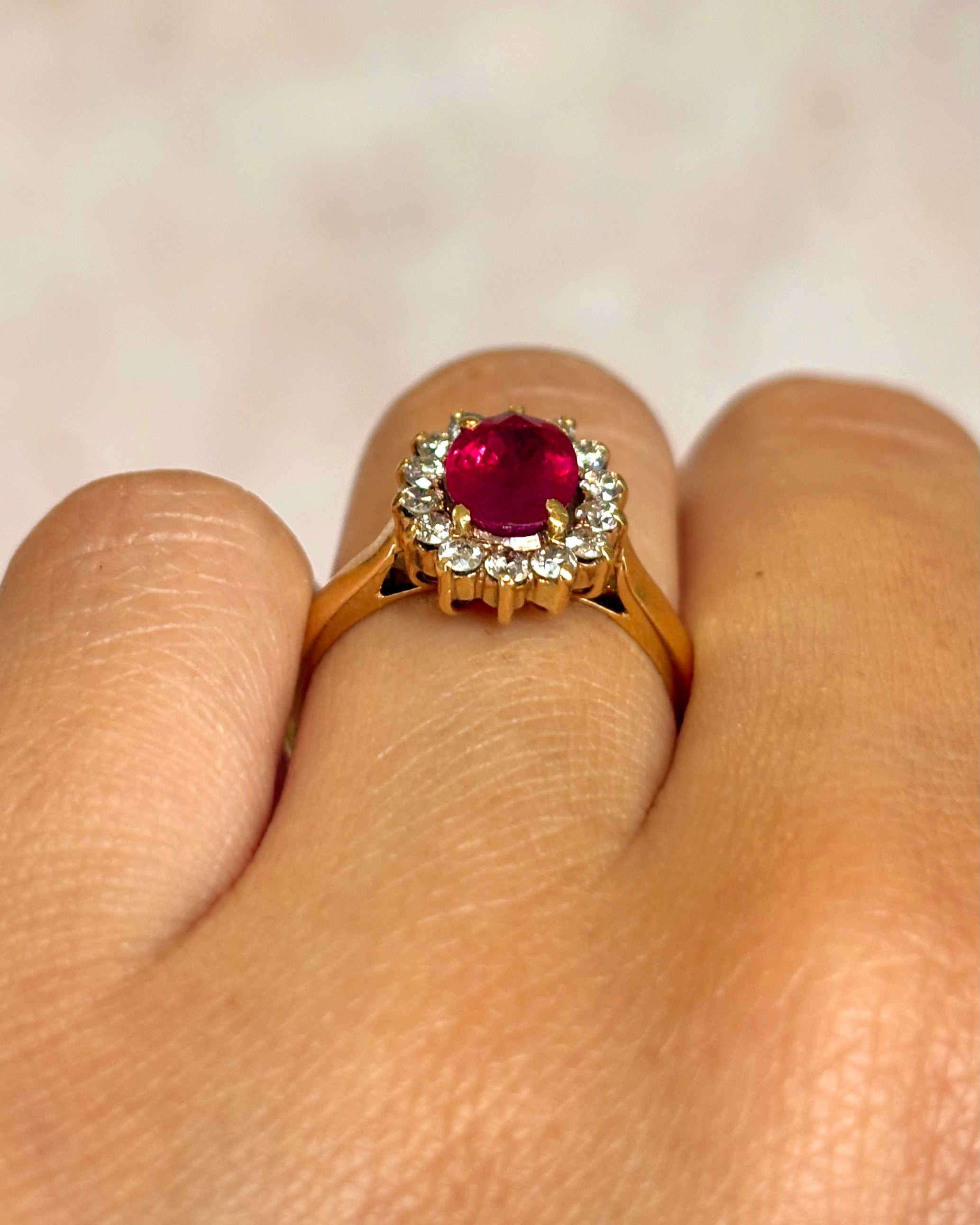 “Synthia” 1-carat Ruby &amp; 0.28-carat Diamond Daisy Ring
