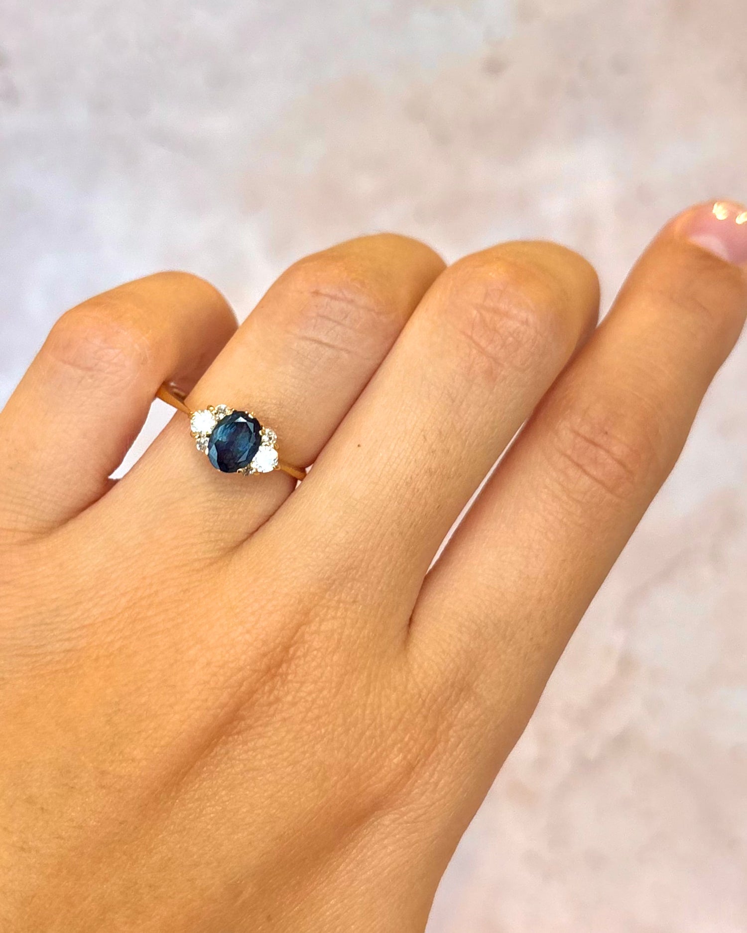 “Sabine” 0.95-Carat Sapphire &amp; 0.20-Carat Diamond Trilogy Ring