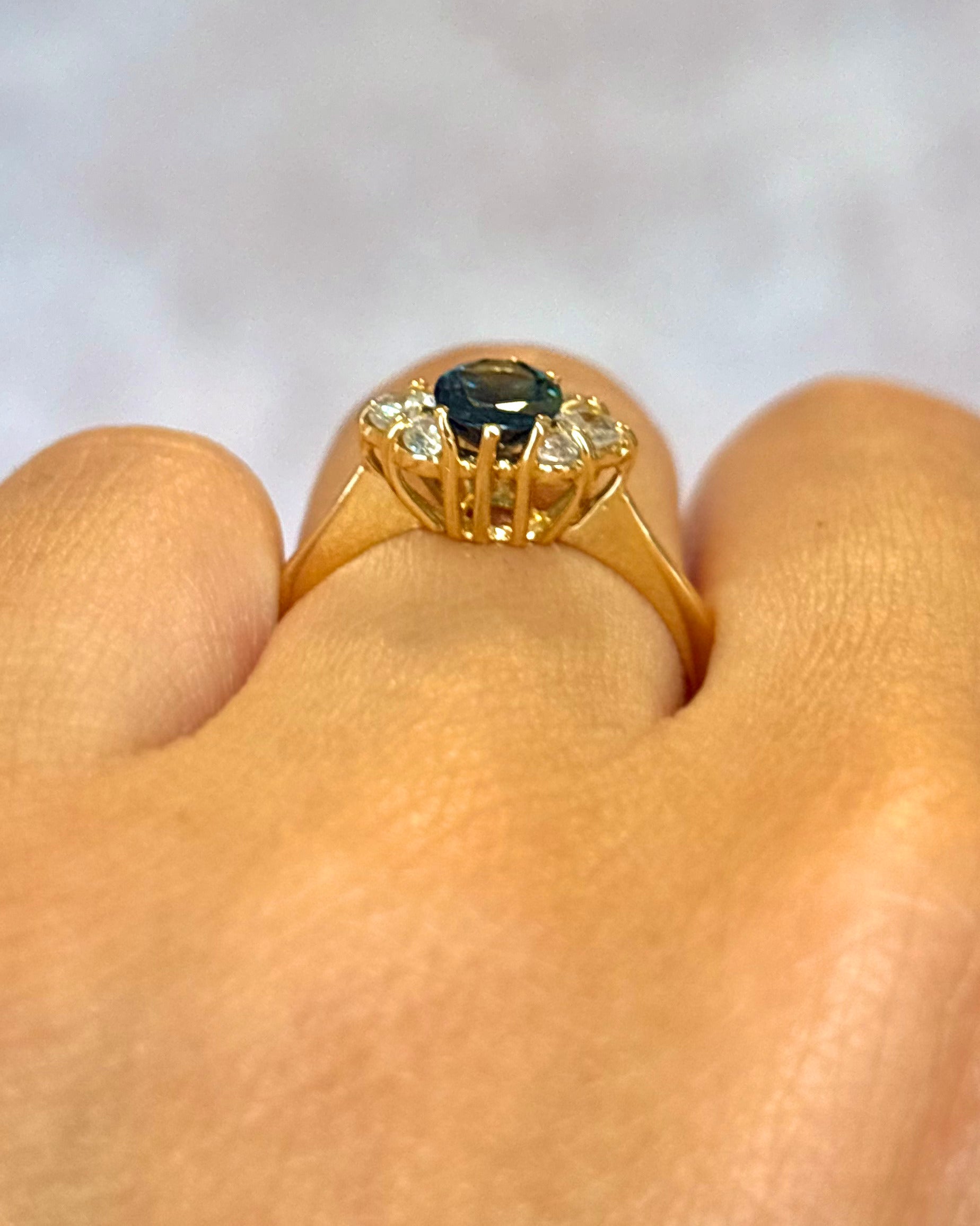 “Sabine” 0.95-Carat Sapphire &amp; 0.20-Carat Diamond Trilogy Ring