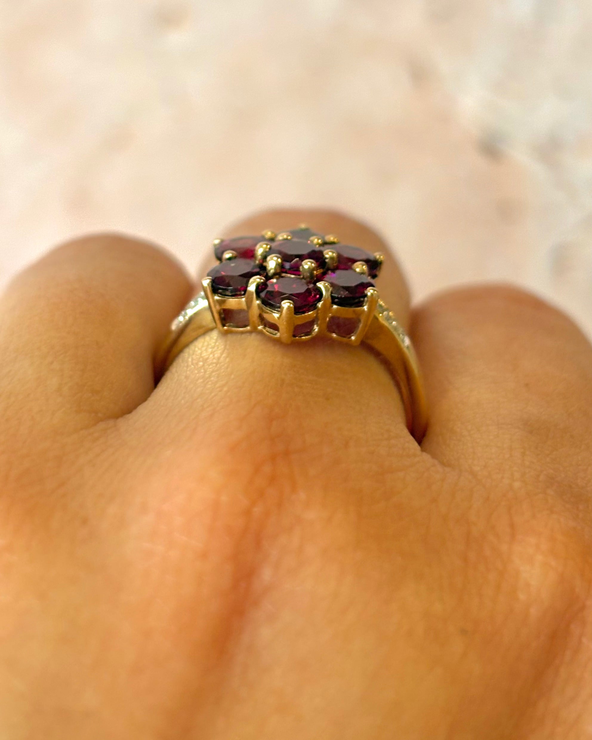 Bague Marguerite Grenats 1.90 carat &amp; Diamants "Adélie"