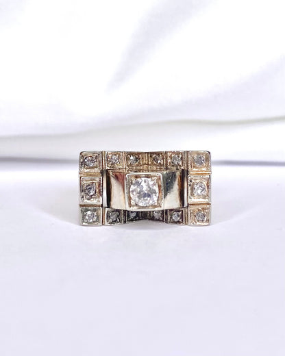 Bague Tank Diamants 0.48 carat &amp; Or 6g "Loeva" - Elliade Paris