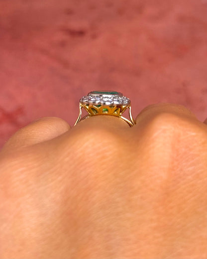 Bague Marguerite Émeraude 1.70 carat &amp; Diamants 0.60 carat "Amale"