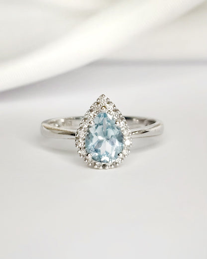 Bague Solitaire Topaze 1.50 carat &amp; Diamants "Romy"