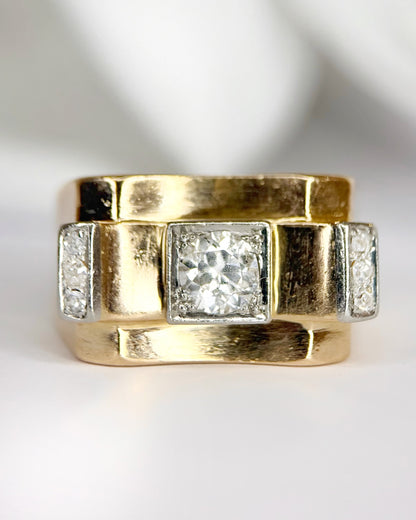 Cassie Tank Ring with 0.57-carat Diamonds &amp; 18-Carat Gold, 8.86 g