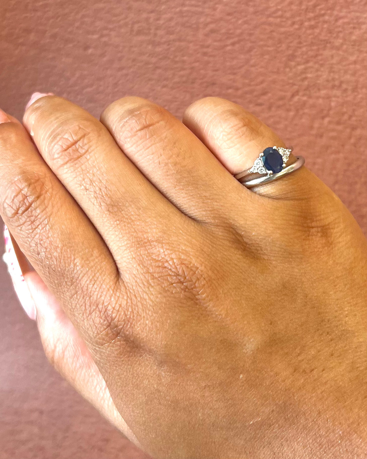 0.85-carat Sapphire &amp; Diamond Trilogy Ring “Aby”