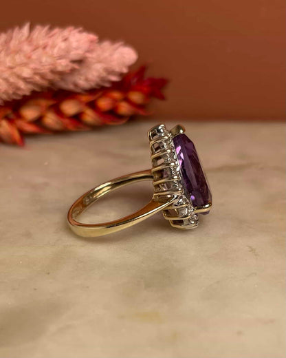 Bague Marguerite Améthyste 4.50 carats &amp; Diamants &quot;Ivory&quot;