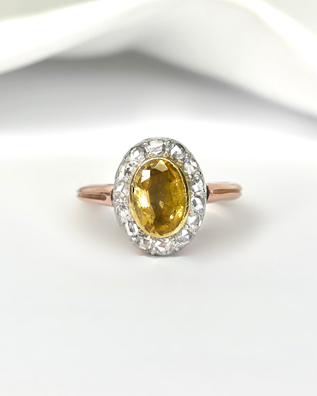 Bague Marguerite Citrine 1.42 carat &amp; Diamants 4.1g "Leonora"