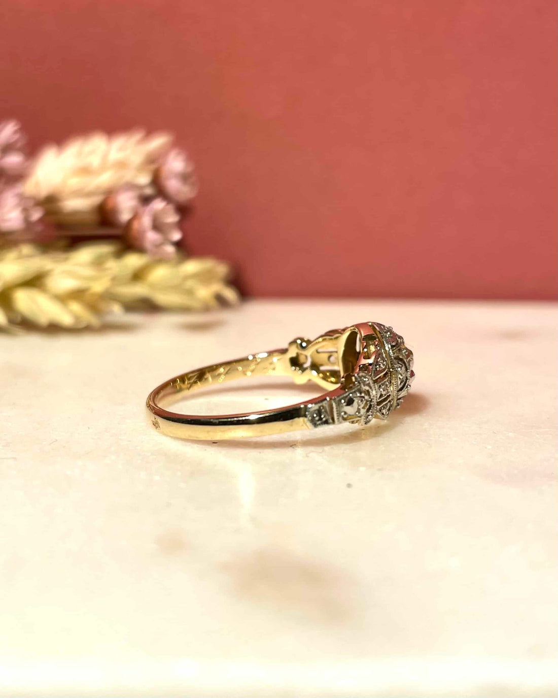 Bague vintage Art-Déco 7 Diamants &quot;Santa&quot;