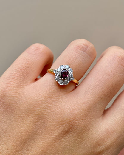 Bague Marguerite Rubis 0.34 carat &amp; 12 Diamants &quot;Suzanne&quot;