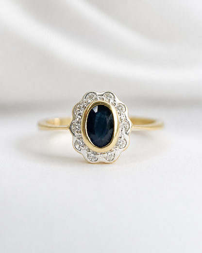 “Tara” 0.70-carat Sapphire &amp; Diamond Daisy Ring