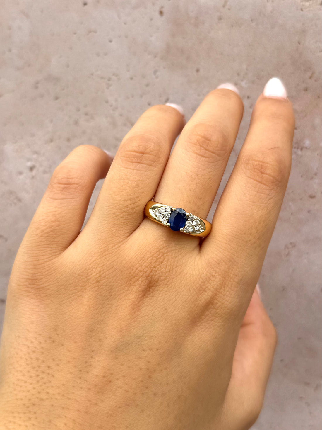 Bague Trilogie Jonc Saphir 1 carat &amp; Diamants 0.48 carat "Ornella"
