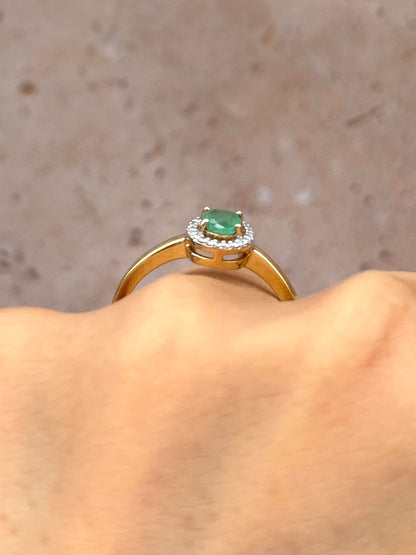 Bague Solitaire Émeraude &amp; Diamants "Bettina"