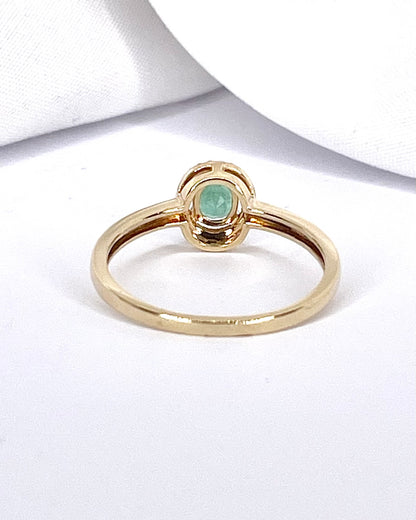 Bague Solitaire Émeraude &amp; Diamants "Bettina"