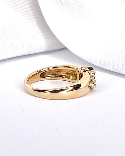 Anillo Trilogía Banda Zafiro 1 quilate y Diamantes 0,48 quilates "Ornella"