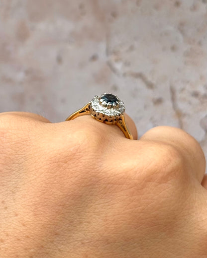 Bague Marguerite Saphir 0.65 carat &amp; Diamants "Sabrina"