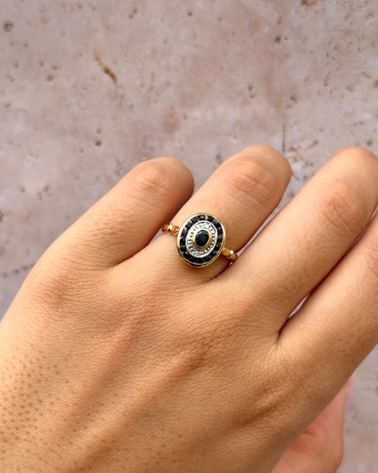 Bague Style Art-Déco Saphirs 0.60 carat &amp; Diamants "Camélia"