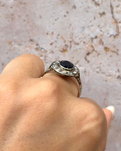Bague Art-Déco Saphir 1.65 carat &amp; Diamants 0.30 carat "Ophélie"