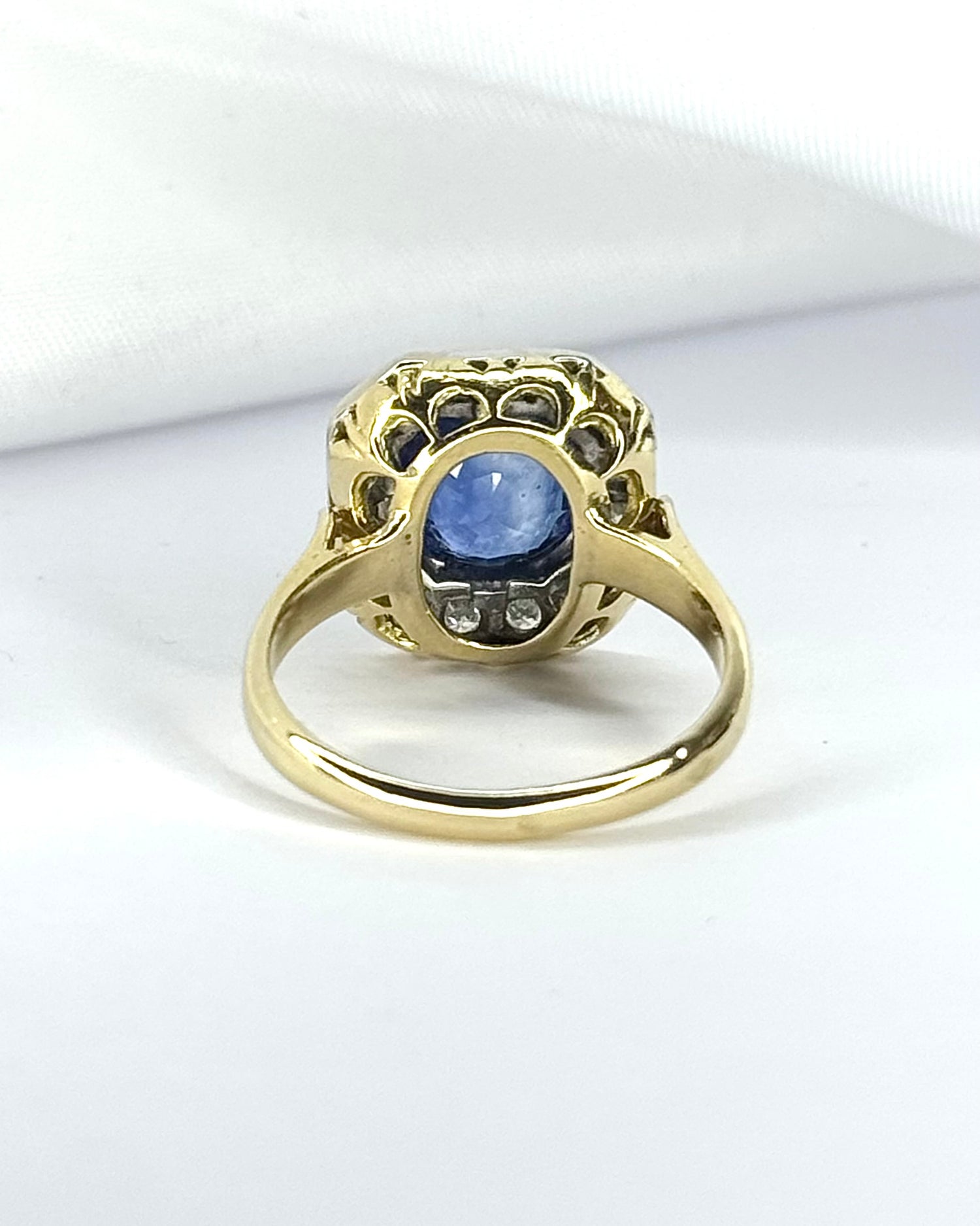 Art Deco Style Ring Sapphire 2.75 carats &amp; Diamonds 0.48 carat 5.32g "Cassandra"