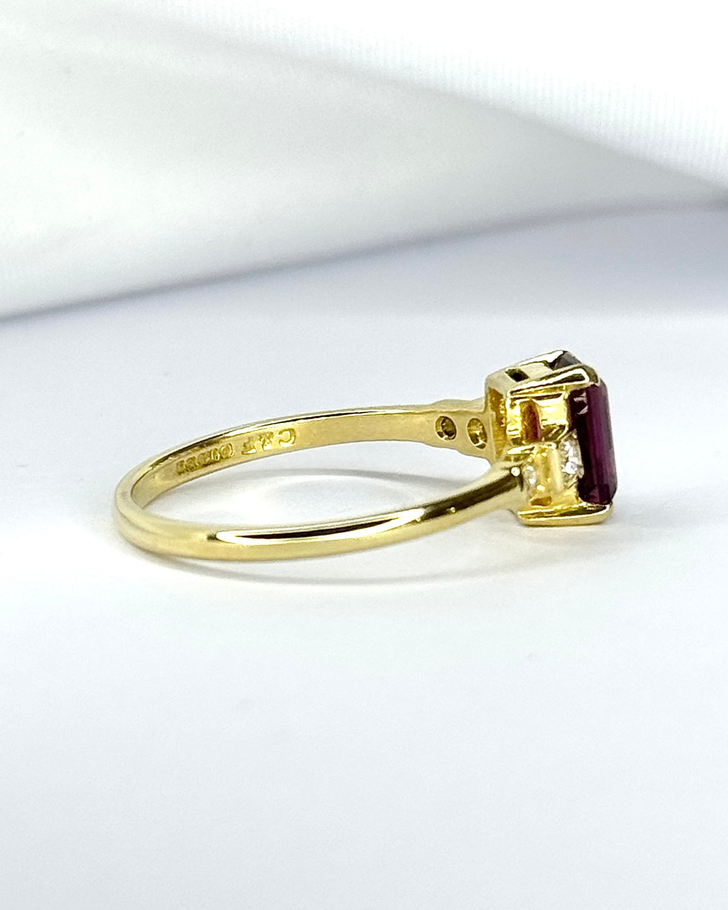 Solitaire Garnet Ring 1.15 Carat &amp; Diamonds "Irena"