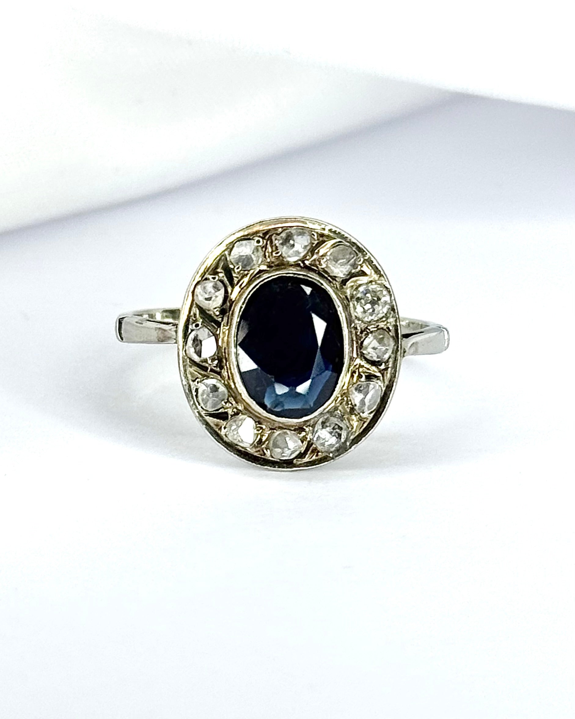 Bague Art-Déco Saphir 1.65 carat &amp; Diamants 0.30 carat "Ophélie"