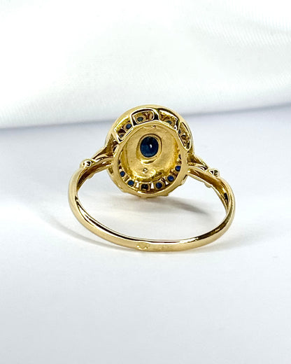 Bague Style Art-Déco Saphirs 0.60 carat &amp; Diamants "Camélia"