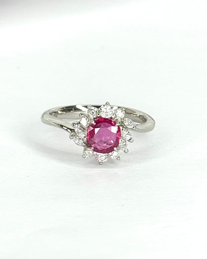 Bague Marguerite Rubis Mozambicain 0.67 carat &amp; Diamants 0.35 carat "Paola"