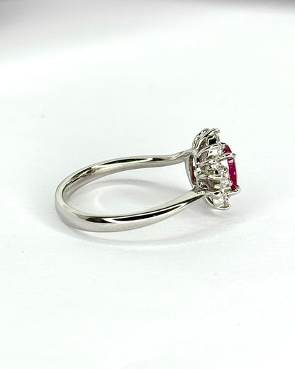 Bague Marguerite Rubis Mozambicain 0.67 carat &amp; Diamants 0.35 carat "Paola"