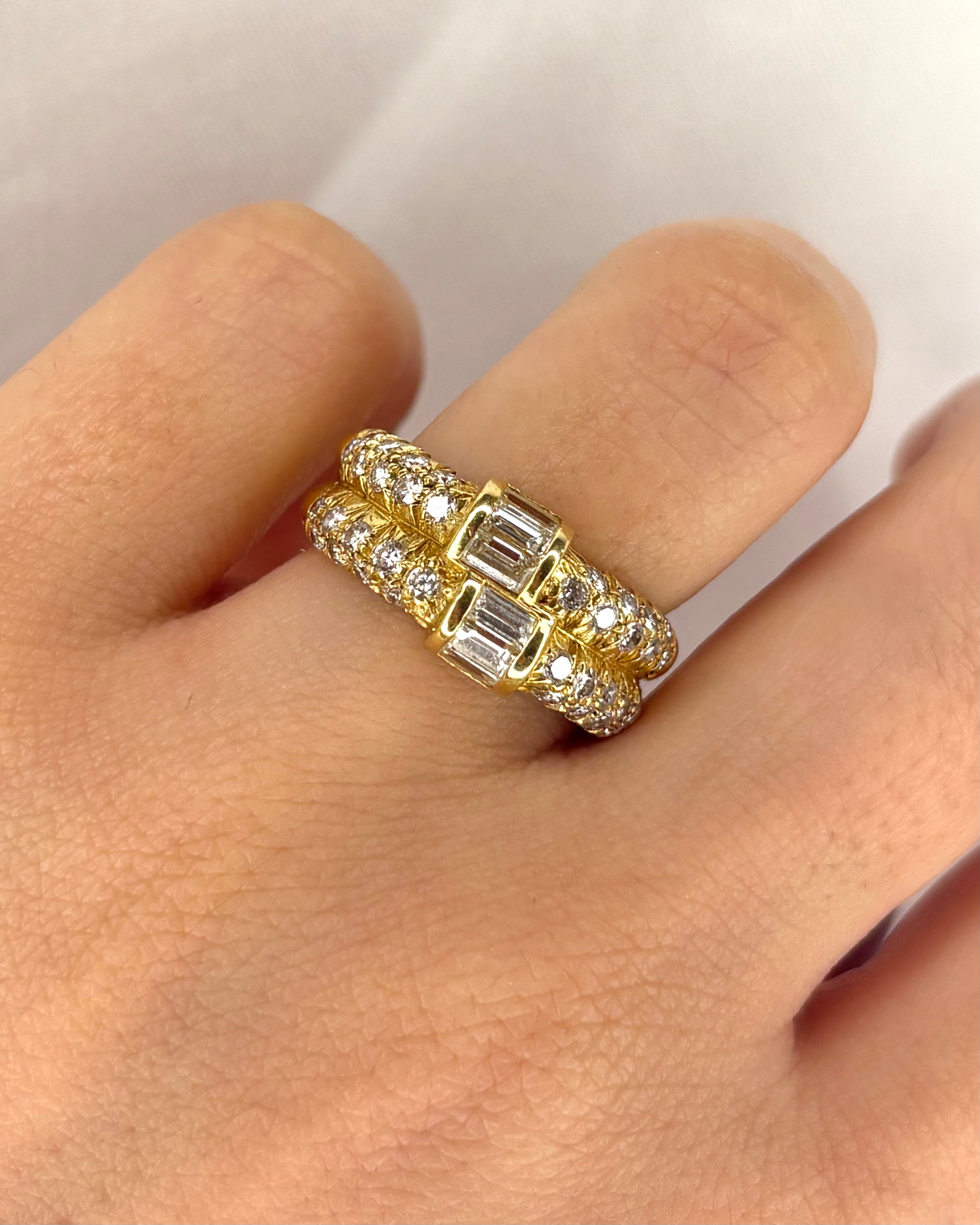 Bague Jonc Diamants Baguette &amp; Ronds 1.26 carat "Tomy" - Elliade Paris