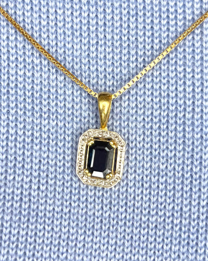 Art Deco Style Pendant Sapphire 1.15 Carat &amp; Diamonds "Caroline"
