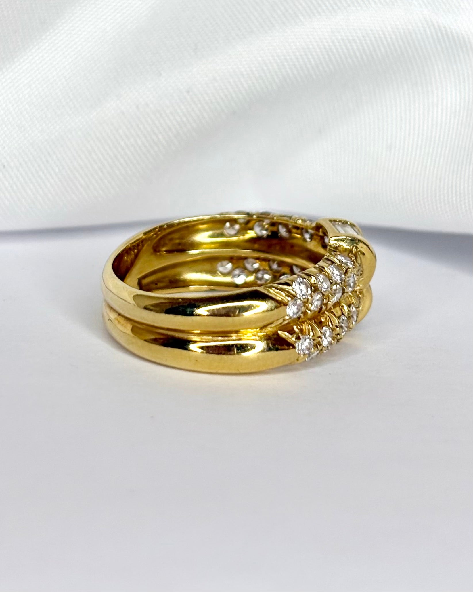 Bague Jonc Diamants Baguette &amp; Ronds 1.26 carat "Tomy" - Elliade Paris