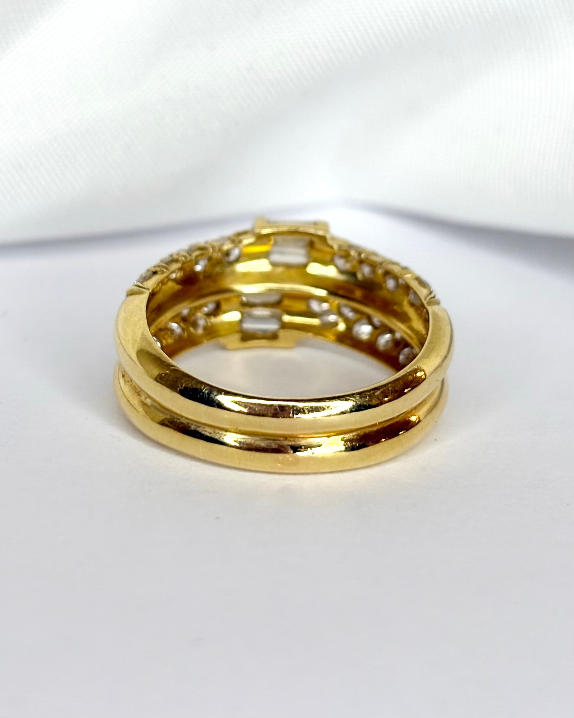 Bague Jonc Diamants Baguette &amp; Ronds 1.26 carat "Tomy" - Elliade Paris