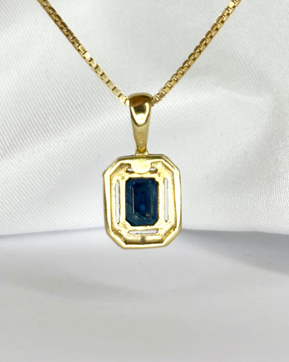 Art Deco Style Pendant Sapphire 1.15 Carat &amp; Diamonds "Caroline"