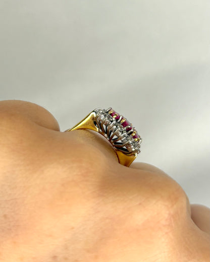 Marguerite Trilogy Ring Pink Sapphires 0.65 Carat &amp; Diamonds 0.32 Carat "Denise"