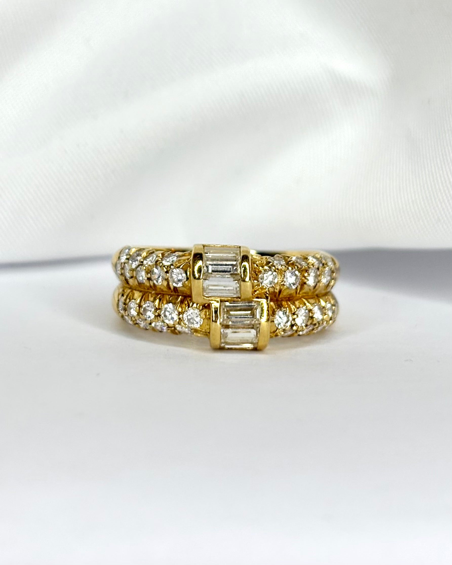 Bague Jonc Diamants Baguette &amp; Ronds 1.26 carat "Tomy" - Elliade Paris