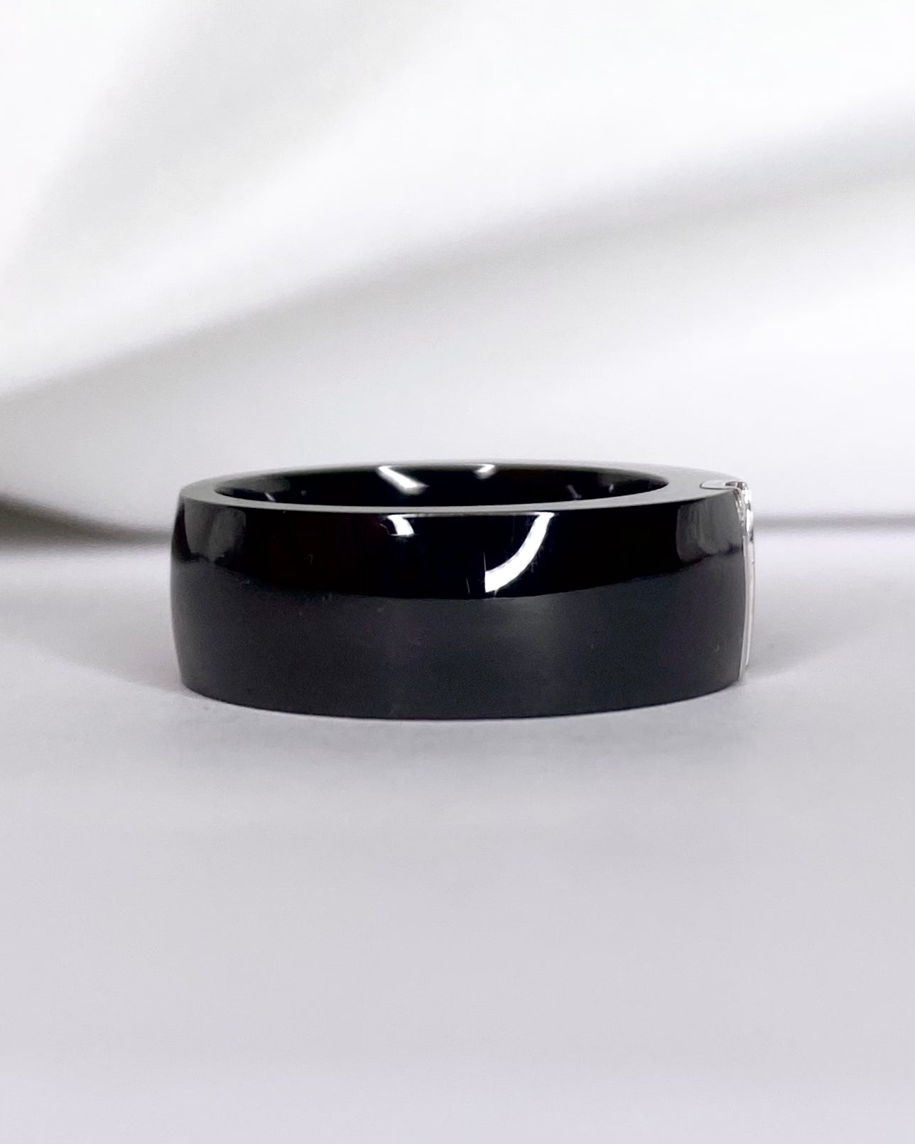 Bague Jonc Céramique &amp; Diamants 6.16 g "Kamila"