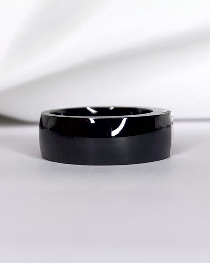 Bague Jonc Céramique &amp; Diamants 6.16 g "Kamila"