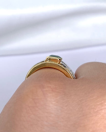 Bague jonc émeraude et diamants "Léonille" * - Lyon - Elliade Paris
