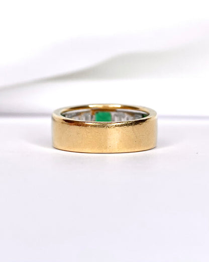 Bague jonc émeraude et diamants "Léonille" * - Lyon - Elliade Paris