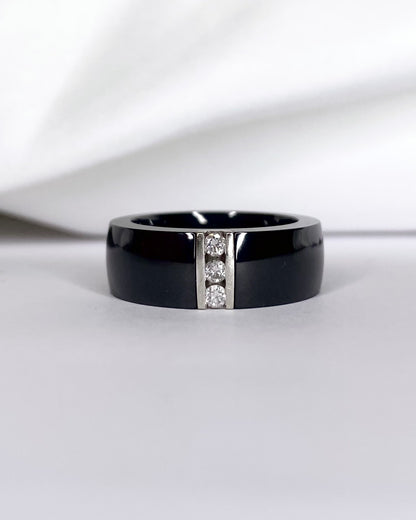 Bague Jonc Céramique &amp; Diamants 6.16 g "Kamila"