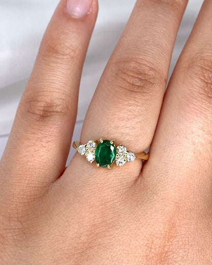 Emerald Trilogy Ring 0.60 Carat &amp; Diamonds "Sophie"