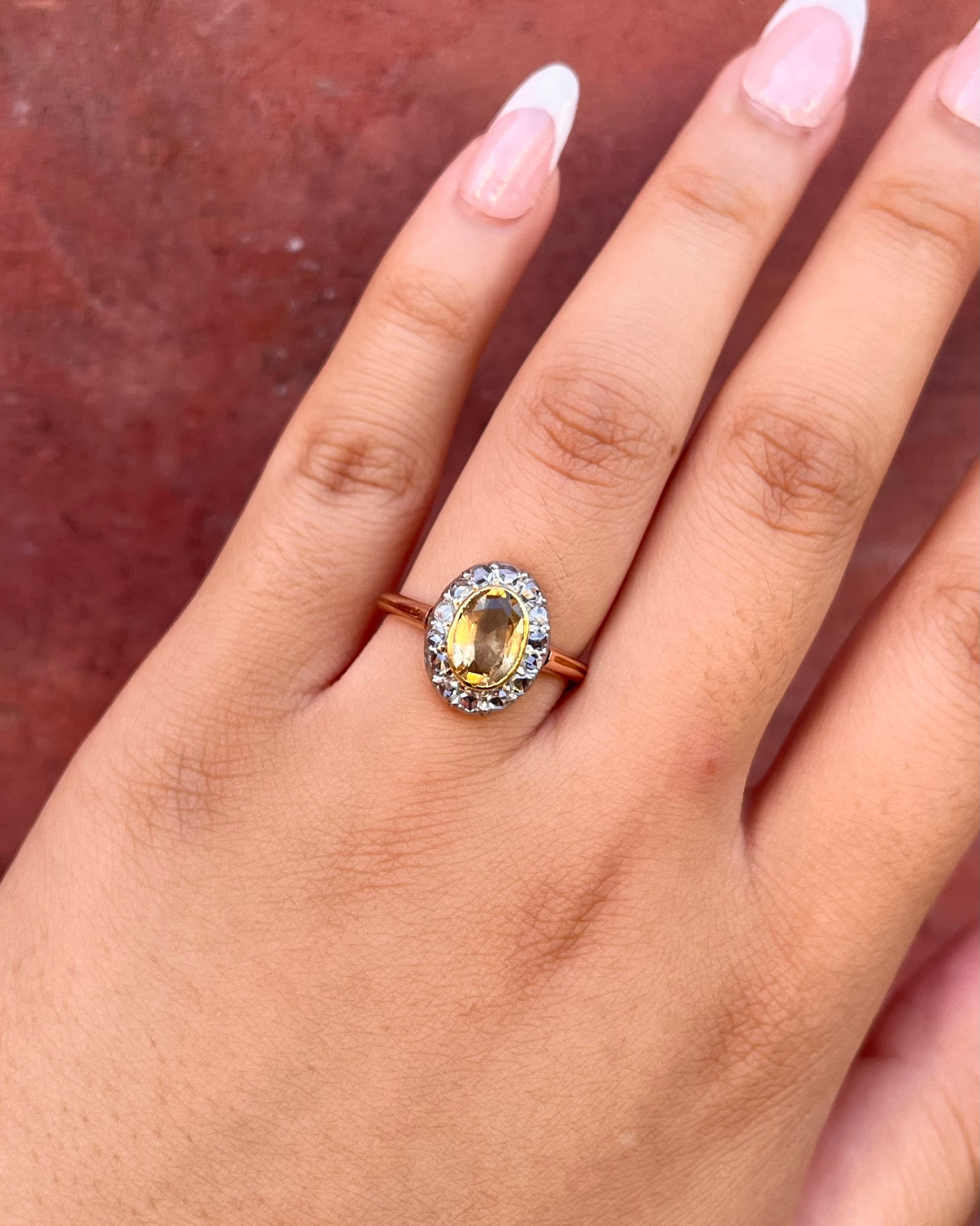 Bague Marguerite Citrine 1.42 carat &amp; Diamants 4.1g "Leonora"